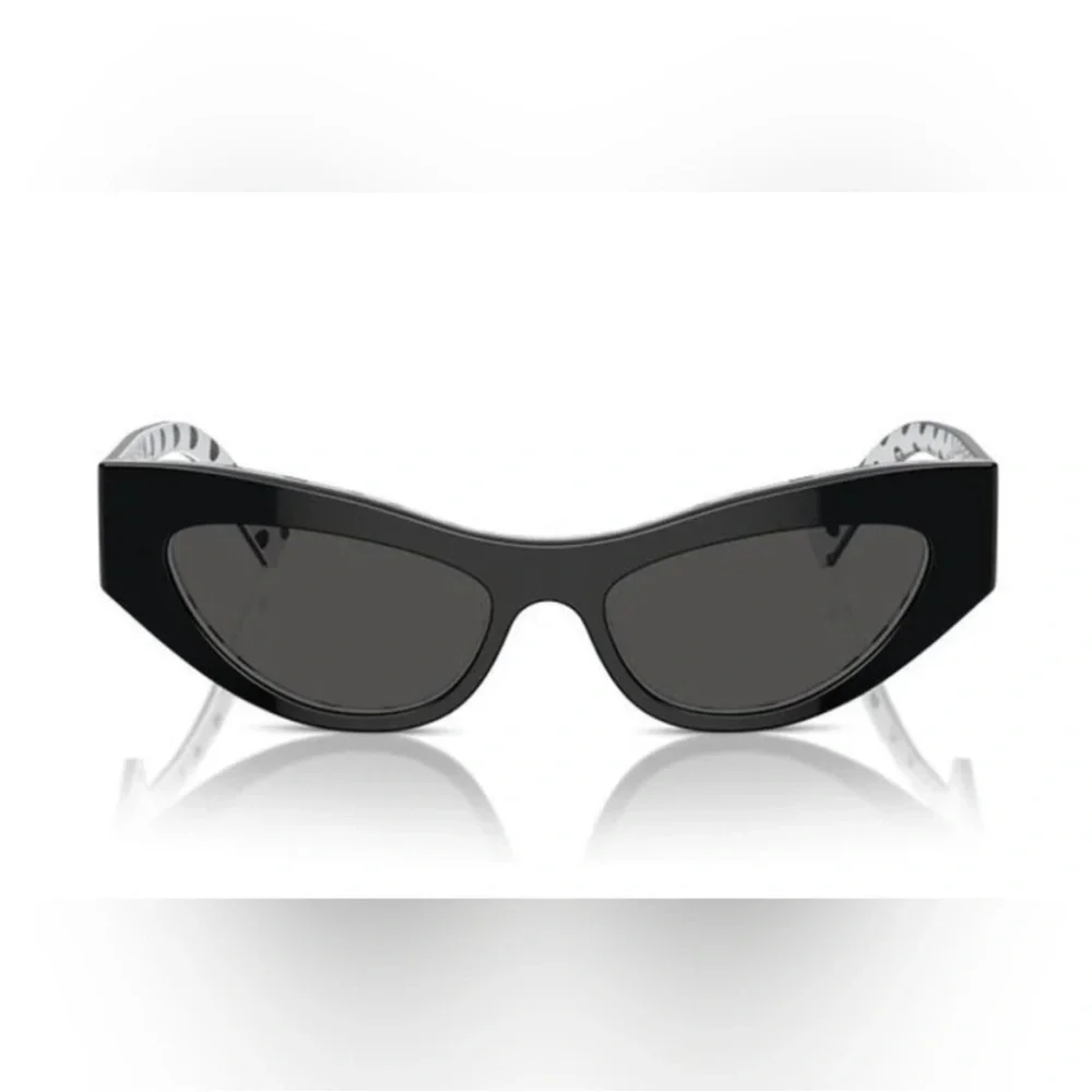 Dolce & Gabbana Black Cat-Eye Sunglasses with Gold DG Accent - Picture 3 of 6